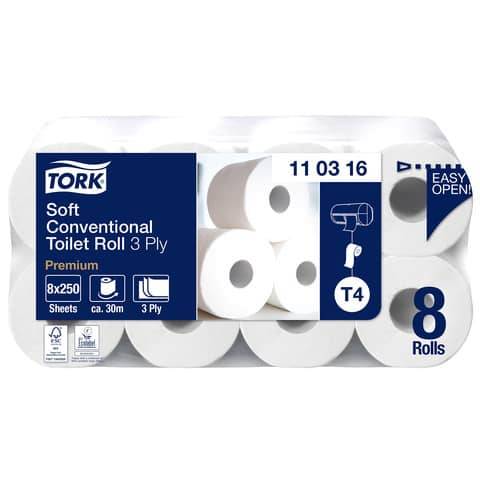 Tork 110316 weiches Kleinrollen Toilettenpapier Premium – 3-lagig T4 - Sack à 72 Rollen