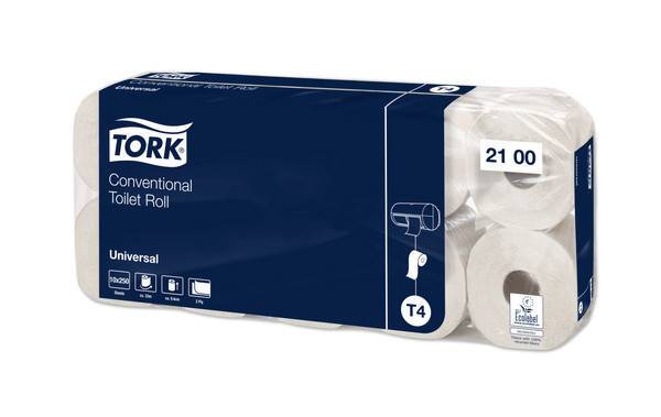 TORK 2100 Kleinrollen Toilettenpapier Universal – 2-lagig Weiß -System T4